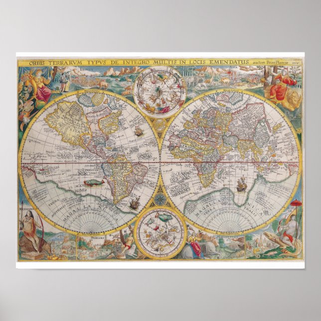 Karte der Welt 1594 Poster (Vorne)
