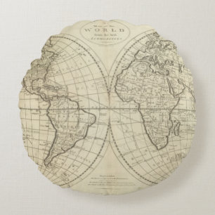 Karte der Welt 2 2 Rundes Kissen