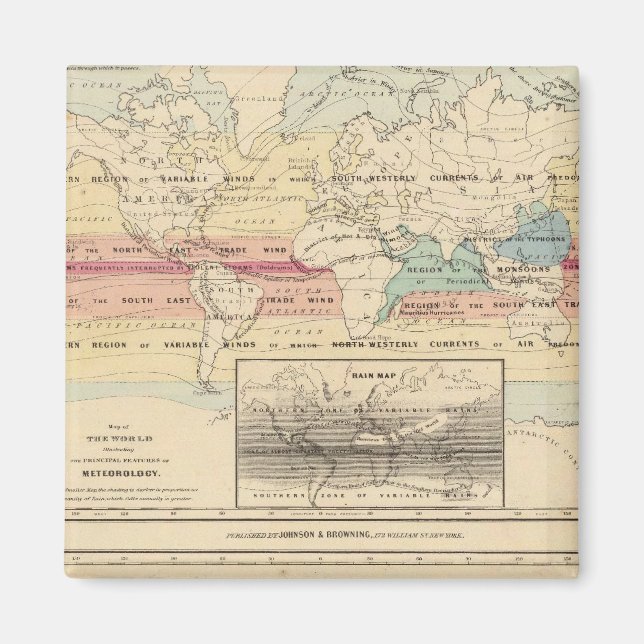 Karte der Welt 2 Magnet (Vorne)