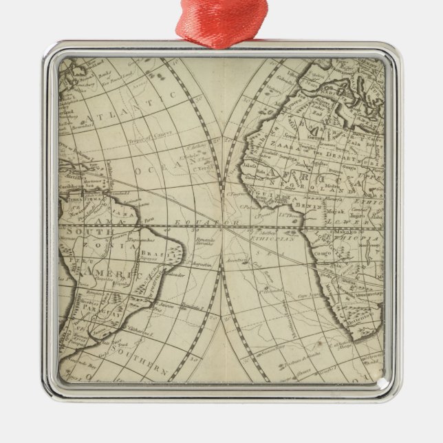 Karte der Welt 2 Ornament Aus Metall (Vorne)