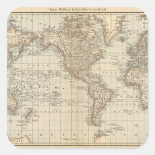Karte der Welt 2 Quadratischer Aufkleber