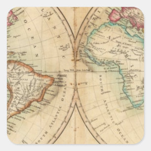 Karte der Welt 3 Quadratischer Aufkleber