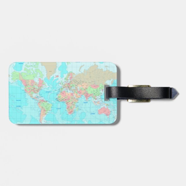 Karte der Welt Gepäckanhänger (Rückseite horizontal)