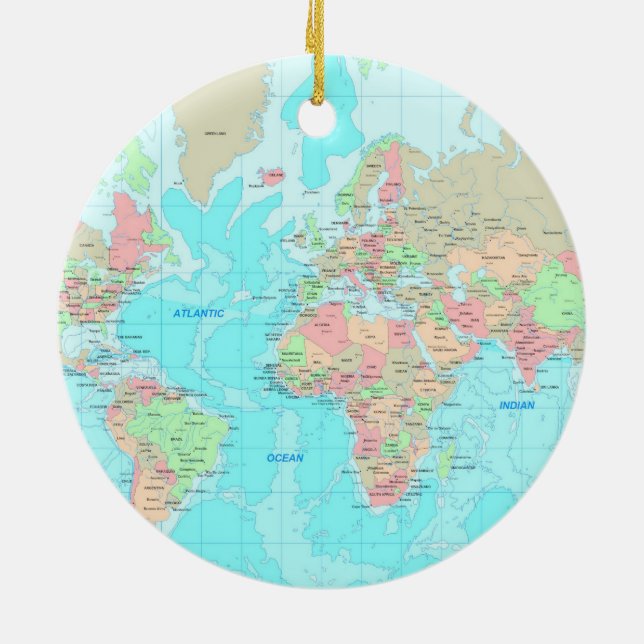 Karte der Welt Keramik Ornament (Hinten)