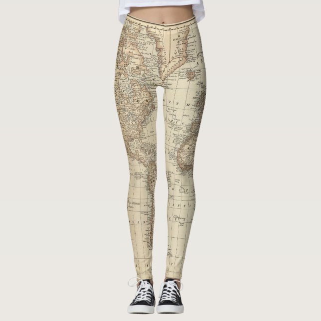Karte der Welt Leggings (Vorderseite)