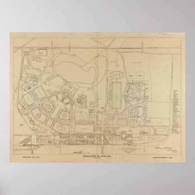 Karte der Weltausstellung 1904 in St. Louis, Misso Poster (Vorne)