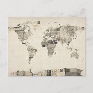 Karte der Weltkarte aus alten Postkarten