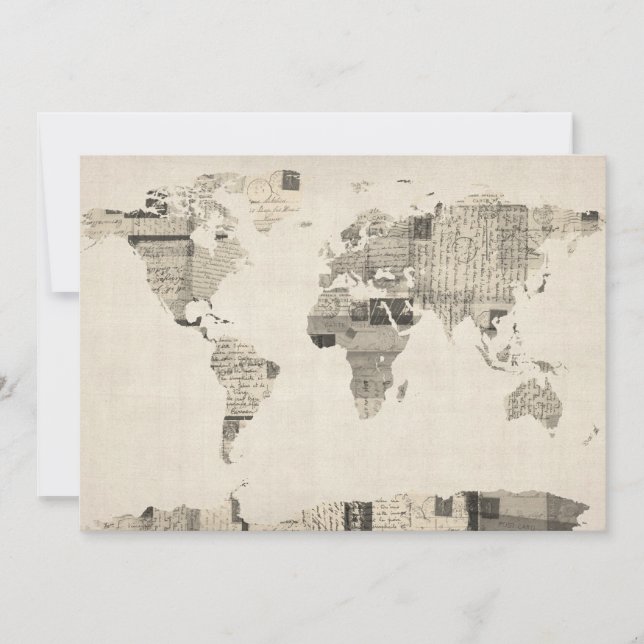 Karte der Weltkarte aus alten Postkarten (Vorderseite)