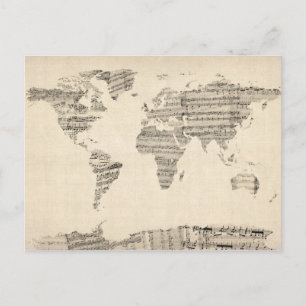 Karte der Weltkarte von Old Sheet Music