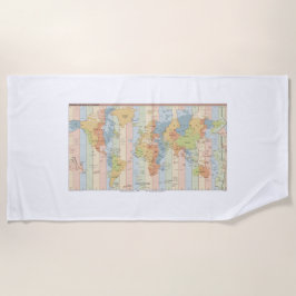 Karte der Weltzeitzonen Strandtuch