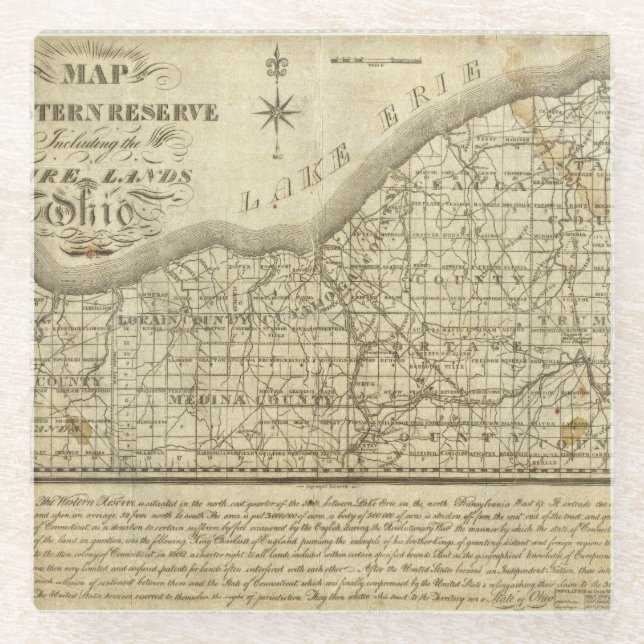 Karte der Western-Reserve Glasuntersetzer (Vorderseite)