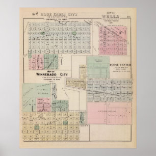 Karte der Winnebago-Stadt-Karte der blauen Erde, Poster