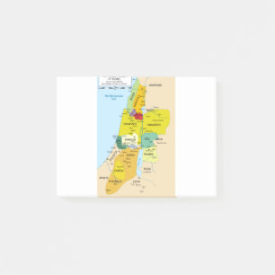 Karte der zwölf Stämme Israels von 1200 bis 1050 Post-it Klebezettel