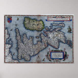 Karte des 16. Jahrhundertsvon England Poster