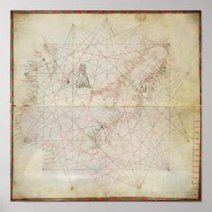 Karte des adriatischen Meeres Poster