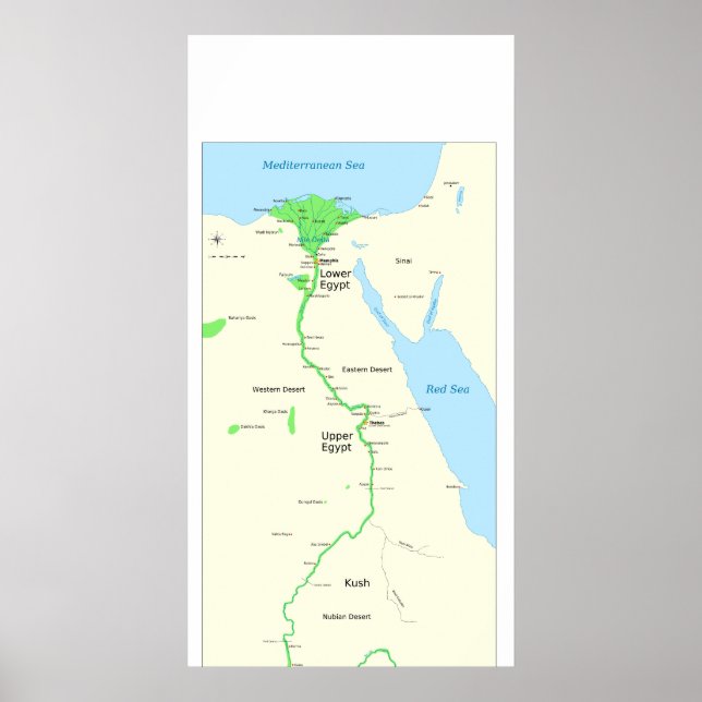 Karte des alten Ägyptens während der dynastischen  Poster (Vorne)