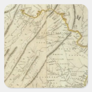 Karte des am meisten bewohnten Teils von Virginia, Quadratischer Aufkleber