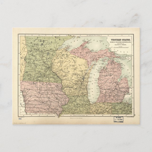 Karte des amerikanischen MidWest (1873) (Vorderseite)