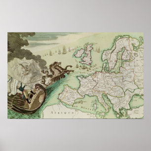 Karte des Angriffs der Marine auf England durch Na Poster