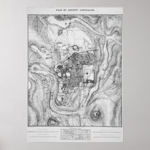 Karte des antiken Jerusalems 1864 Poster