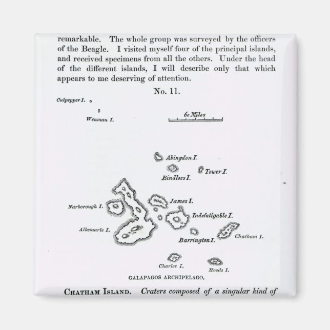 Karte des Archipels Galapagos, 1844 Magnet (Vorne)