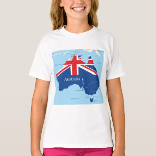 Karte des Australien-Mädchen-T - Shirt