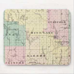 Karte des Barron-Landkreises, Staat von Wisconsin Mousepad