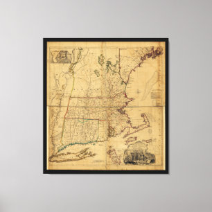 Karte des bewohnten Teils von Neu-England 1755 Leinwanddruck
