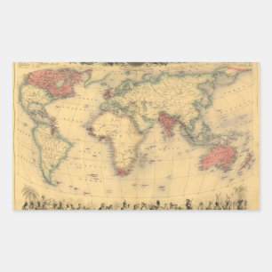 Karte des britischen Empires weltweit aus den 1850 Rechteckiger Aufkleber