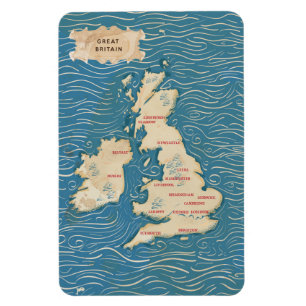 Karte des britischen Vintage Poster Magnet