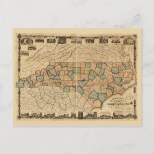 Karte des Bundesstaates North Carolina (ca. 1870)