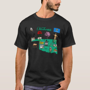 Karte des Bundesstaates Oklahoma Hauptstädte Touri T-Shirt