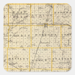 Karte des Champaign-Landkreises Quadratischer Aufkleber