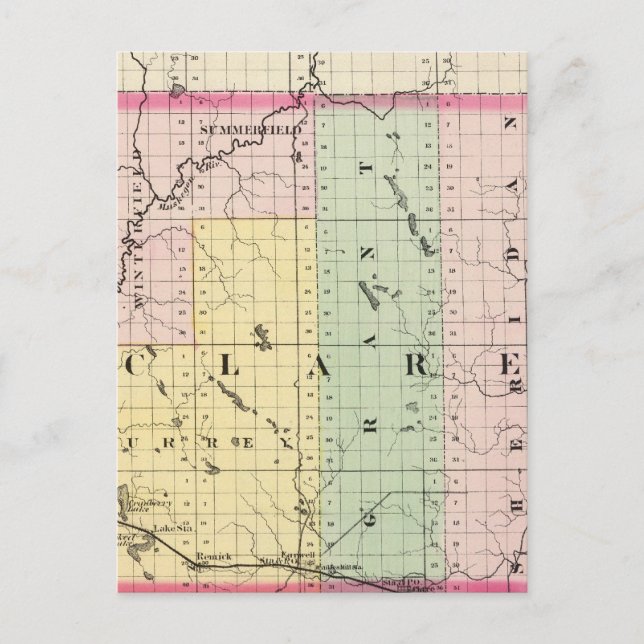 Karte des Clare Landkreises, Michigan (Vorderseite)