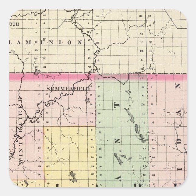 Karte des Clare Landkreises, Michigan Quadratischer Aufkleber (Vorderseite)