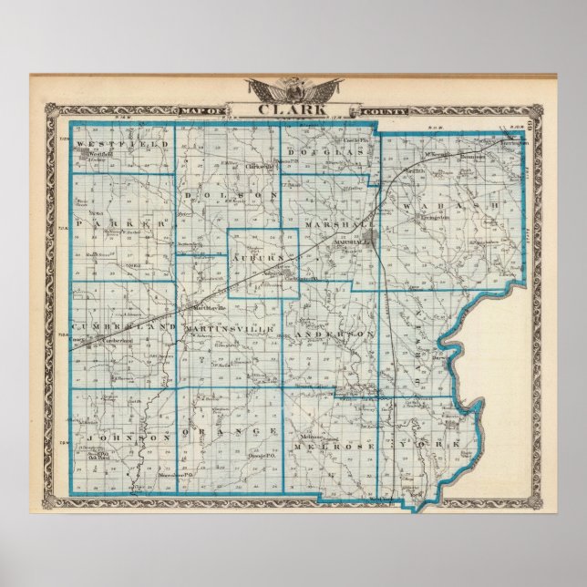 Karte des Clark-Landkreises Poster (Vorne)