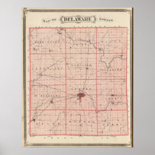 Karte des Delaware-Landkreises Poster