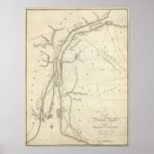 Karte des Detroit River Poster