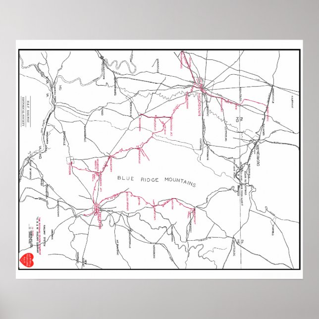 Karte des Eisenbahnsystems Hagerstown & Frederick  Poster (Vorne)