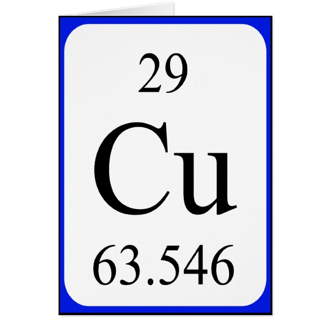 Karte des Elements 29 - kupfernes Weiß (Vorne)