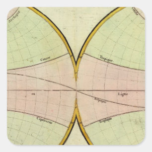 Karte des equater quadratischer aufkleber