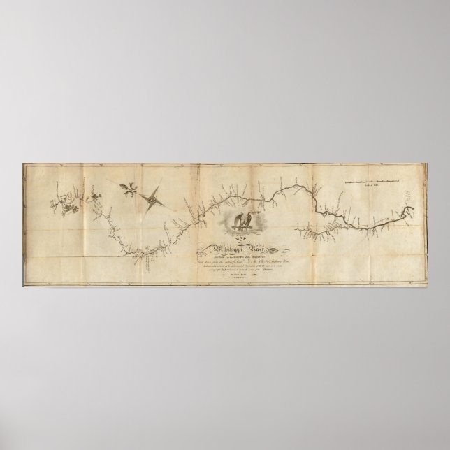 Karte des Flusses Mississippi Poster (Vorne)