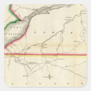 Karte des Flusses St. Lawrence und des angrenzende Quadratischer Aufkleber