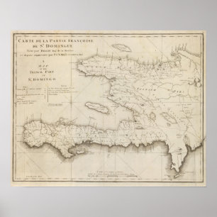 Karte des französischen Teils von St Domingo Poster