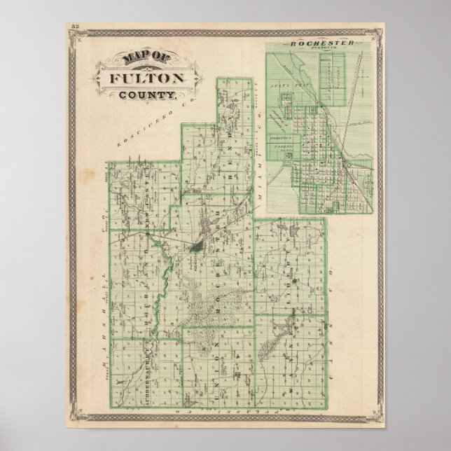 Karte des Fulton Landkreises mit Rochester, Fulton Poster (Vorne)