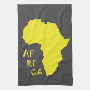 Karte des Funky Yellow Africa African Continental Geschirrtuch