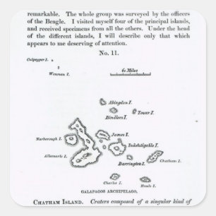 Karte des Galapagos-Archipels, 1844 Quadratischer Aufkleber