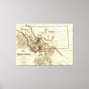 Karte des Gebiets Montana (1865) Leinwanddruck