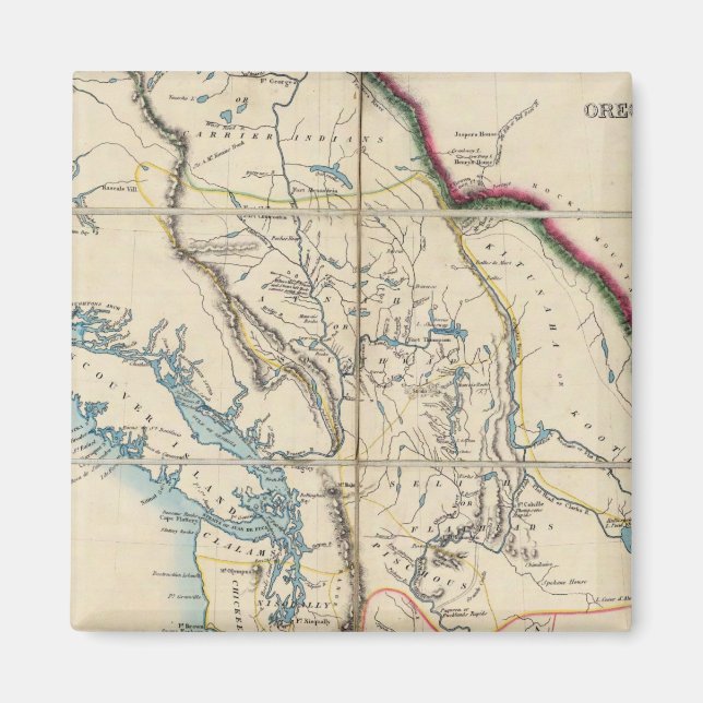 Karte des Gebiets Oregon 2 Magnet (Vorne)