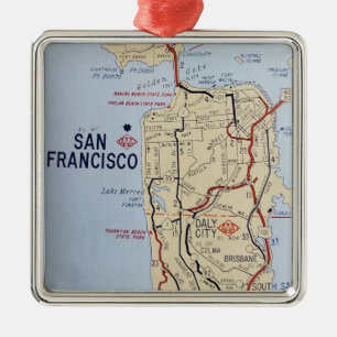 Karte des Gebiets um San Francisco Ornament Aus Metall